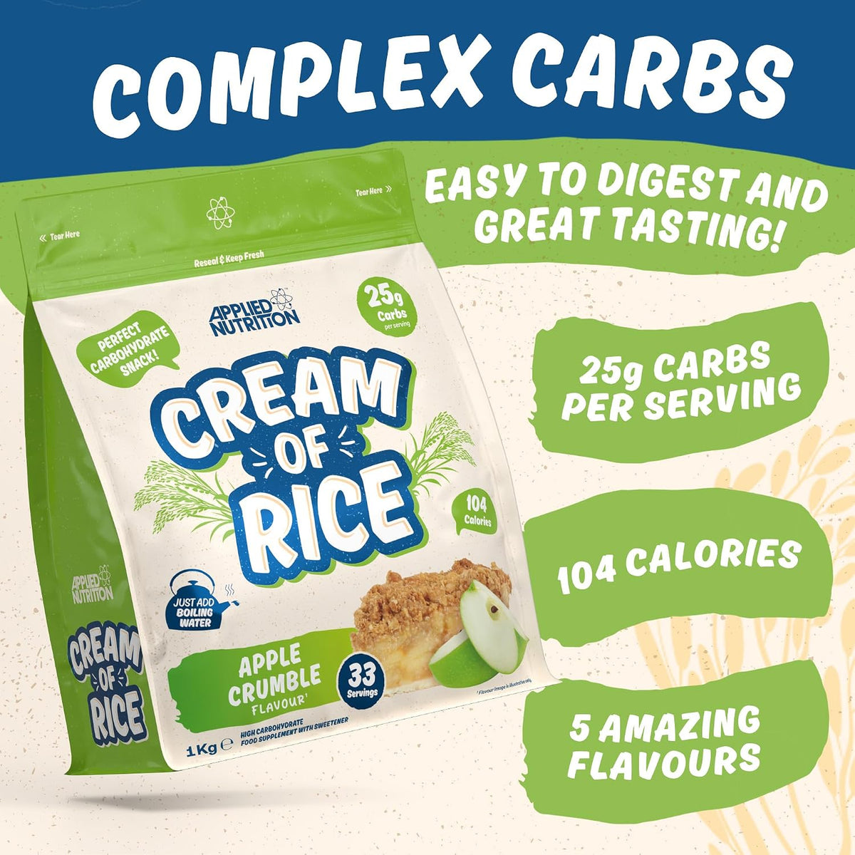 Applied Nutrition Cream of Rice 1kg - Carbohydrate Supplement