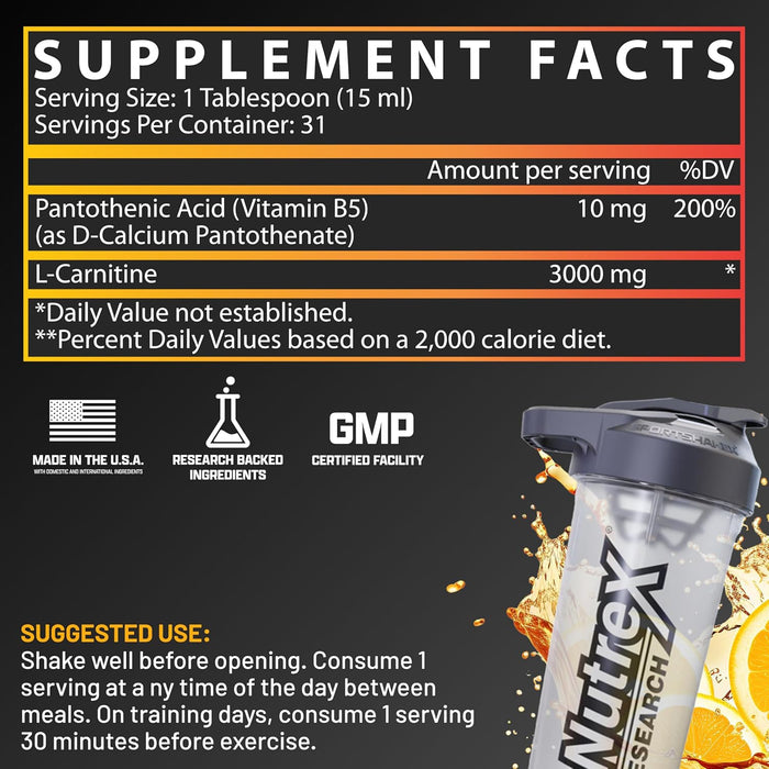 Nutrex Research Liquid Carnitine 3000 - 31 Servings, 16 Fl Oz