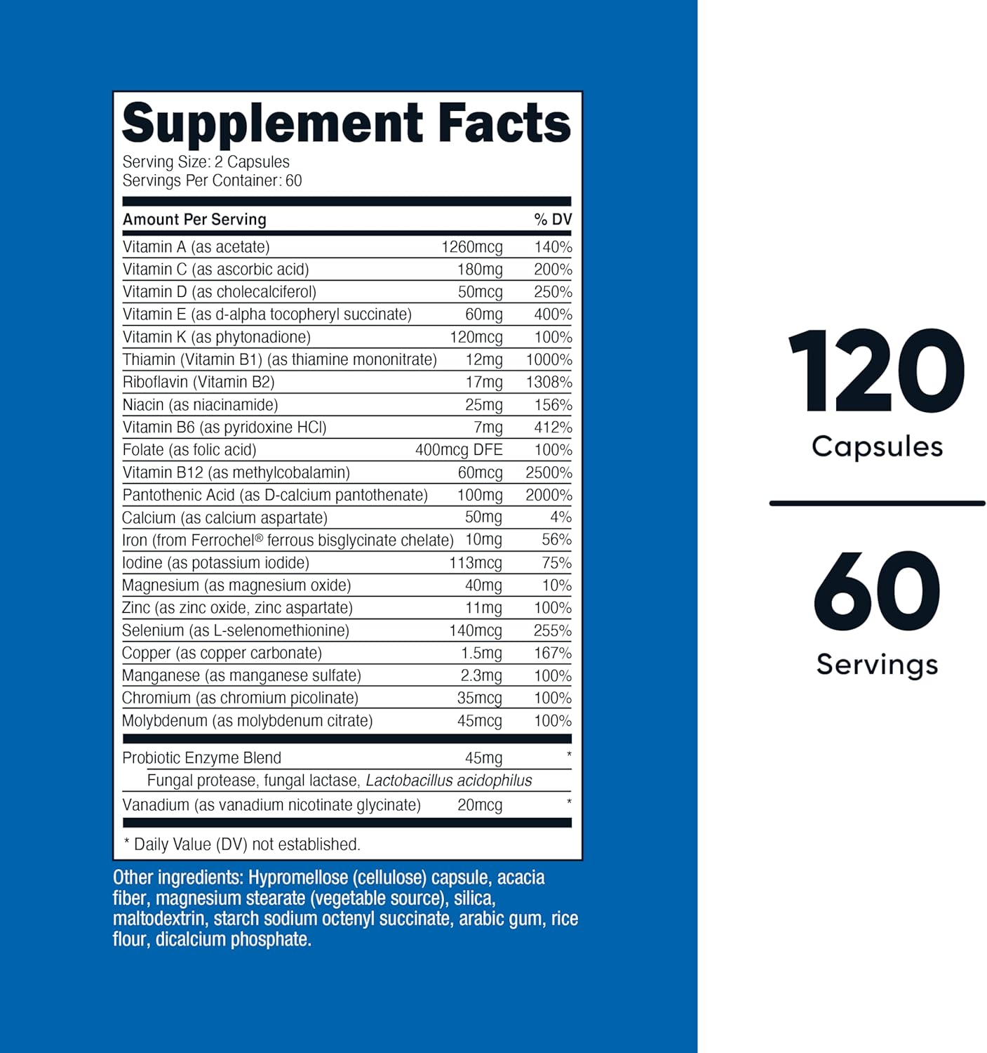 Nutricost Multivitamin with Probiotics, 120 Vegetarian Capsules - Packed with Vitamins & Minerals