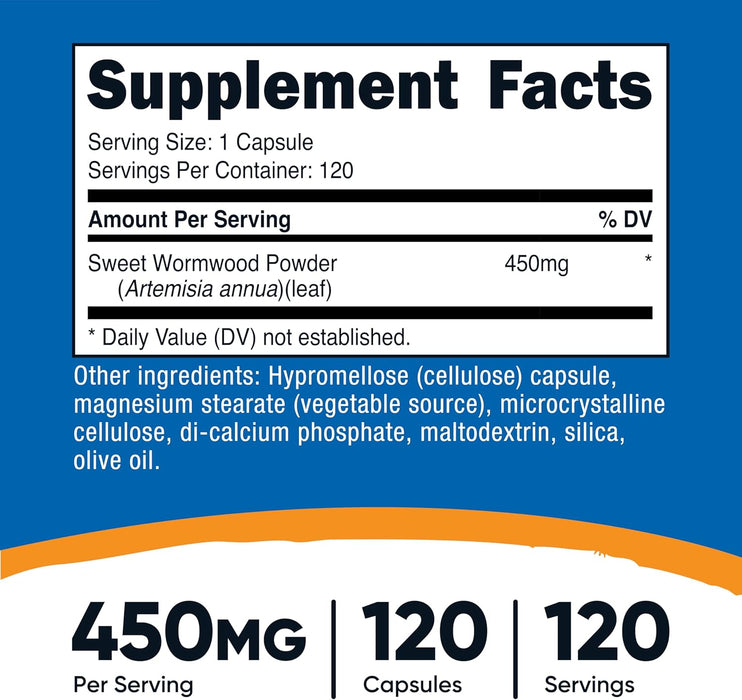 Nutricost Wormwood Capsules 450mg, 120 Capsules - Vegetarian Caps, Gluten Free and Non-GMO