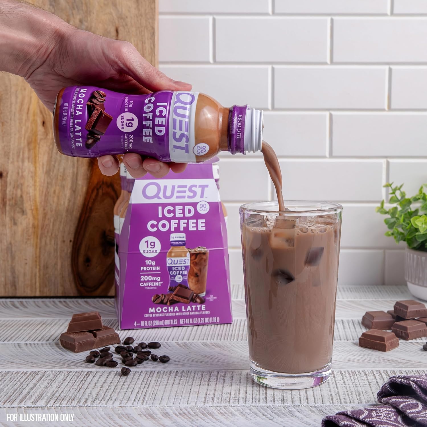 Quest Nutrition Iced Coffee 1g of Sugar, 10g of Protein, 90 calories, 200mg of caffeine - Pack of 12