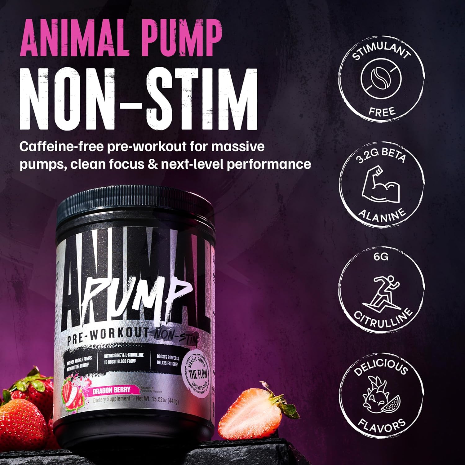 Universal Nutrition Animal Pump Stim-Free Pre Workout Powder for Men & Women, 440g