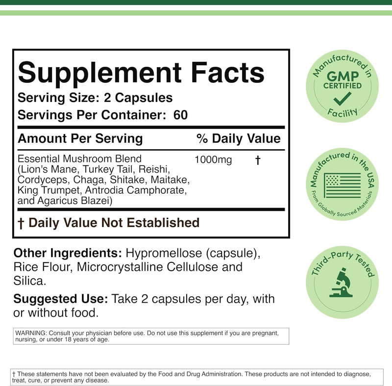 Double Wood Supplements Mushroom Max 1000mg - 120 Capsules