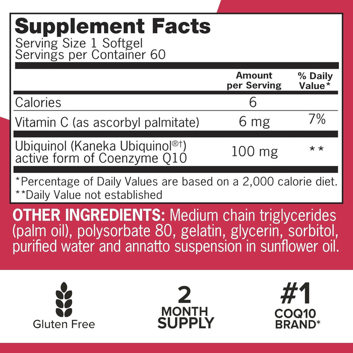 Qunol, Mega CoQ10 Ubiquinol, 100 mg, 60 Softgels