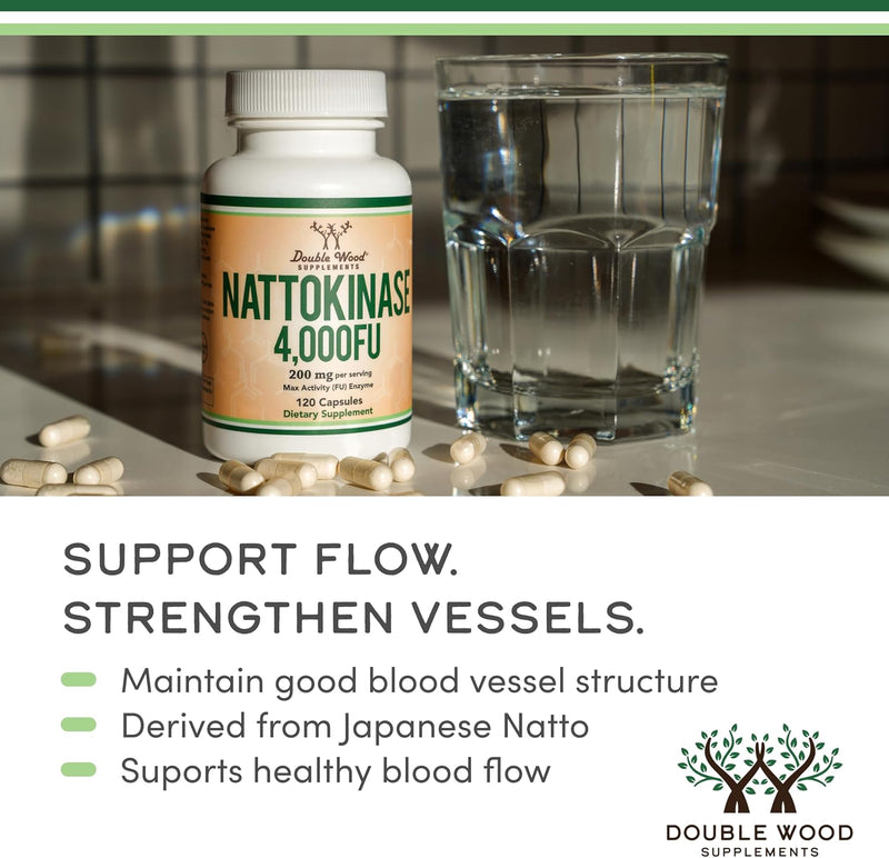Double Wood Supplements Nattokinase 4000 FU 200mg - 120 Capsules