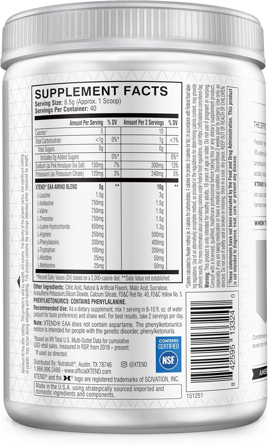 Scivation XTEND EAA + BCAA Powder | Muscle Recovery & Lean Muscle Growth 40 serving