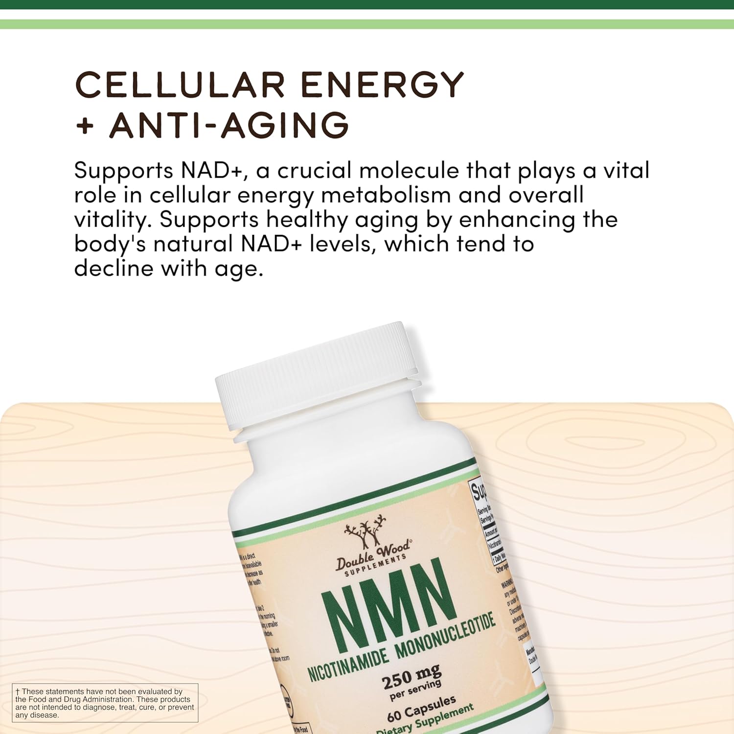 Double Wood Supplements Nicotinamide Mononucleotide (NMN) 250mg - 60 Capsules