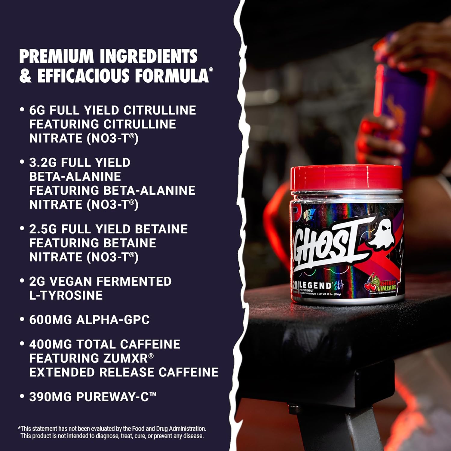 Ghost Legend Pre-Workout Powder 500g - 20 serving - Clearance Sale