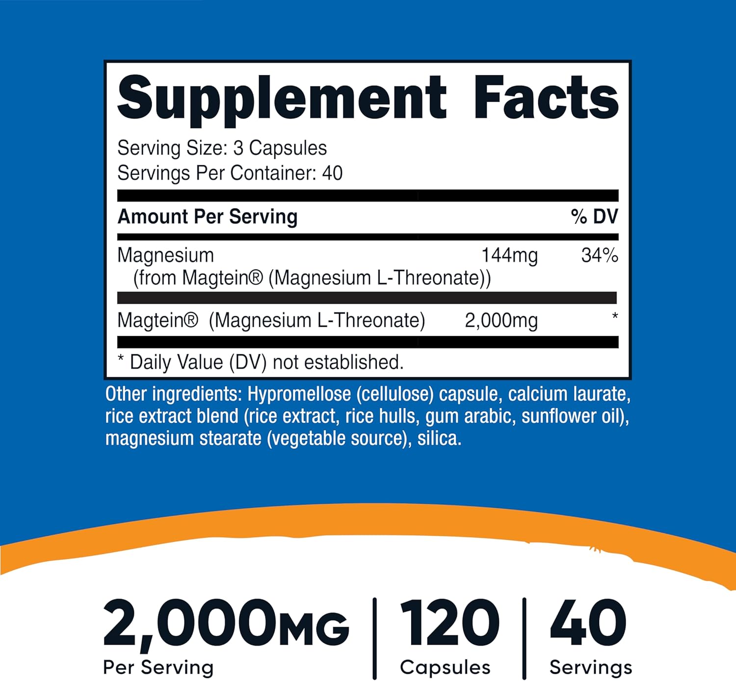 Nutricost Magnesium L-Threonate As Magtein 2000mg - 120 Capsules