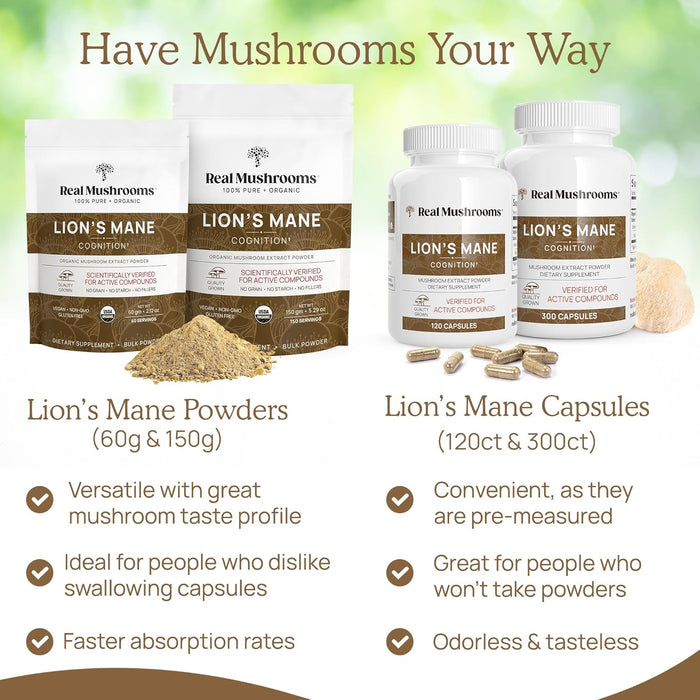 Lions Mane Mushroom Cognition Capsules, 120 Caps