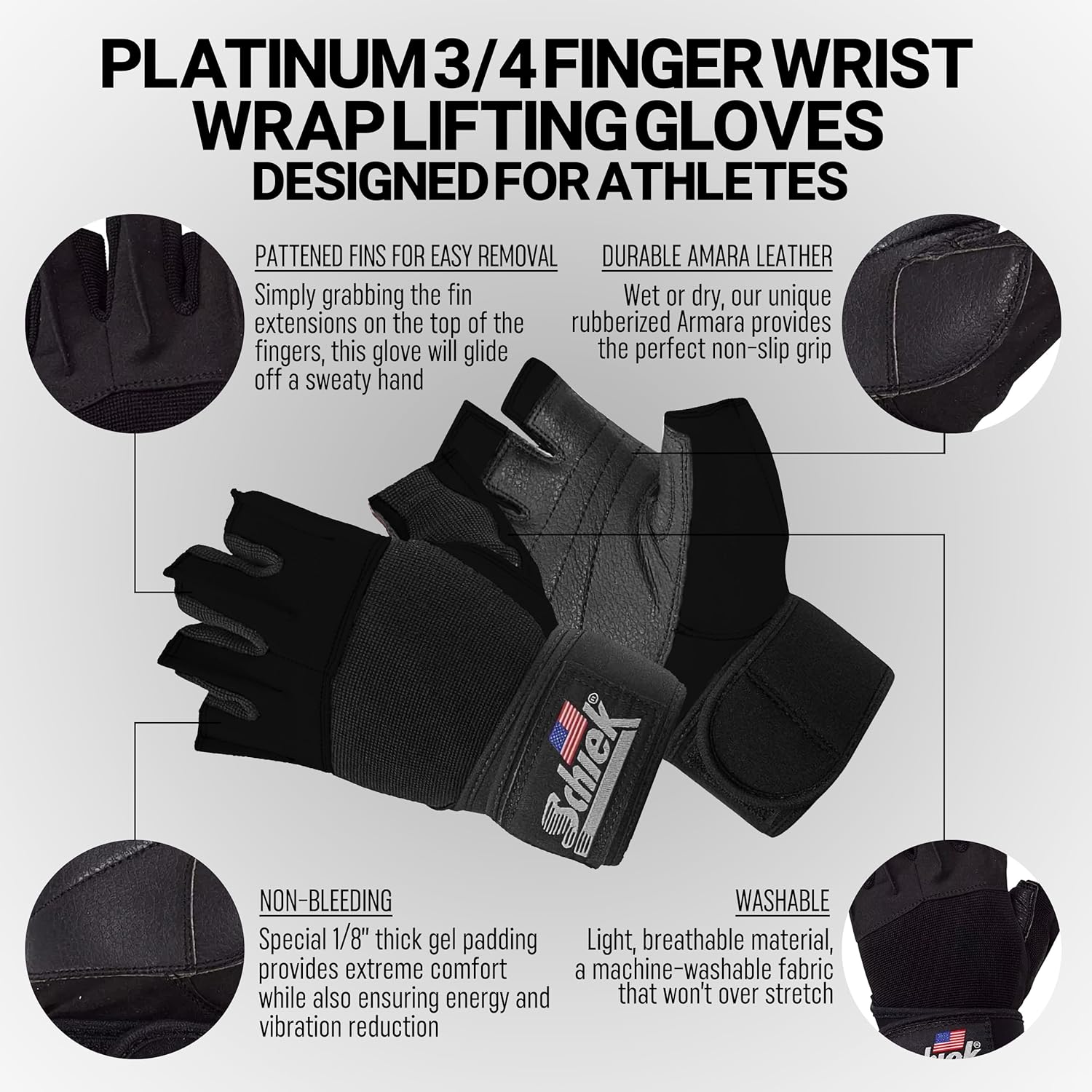 Schiek Model 540 Platinum Lifting Gloves With Wrist Support