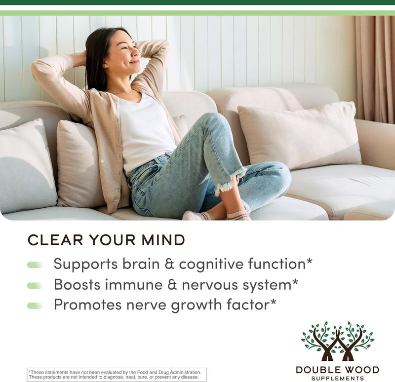 Double Wood Supplements Lions Mane Mushroom 500mg - 120 Capsules