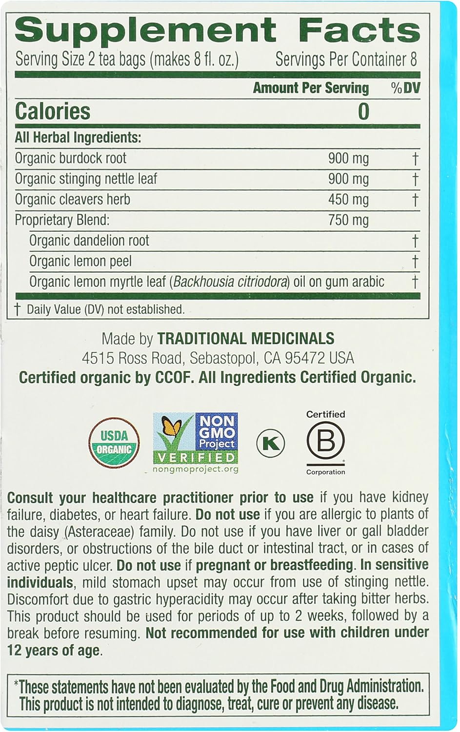 Traditional Medicinals Lemon EveryDay Detox 24g - 16 tea Bags