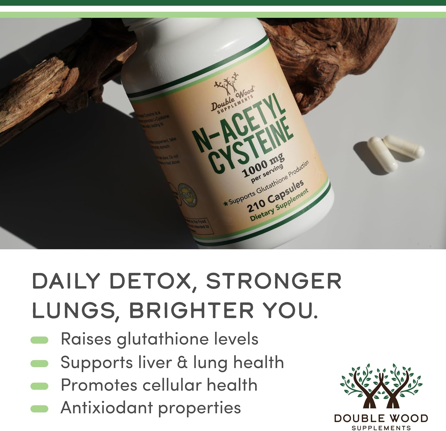 Double Wood Supplements N-Acetyl Cysteine(NAC) 1000mg - 210 Capsules