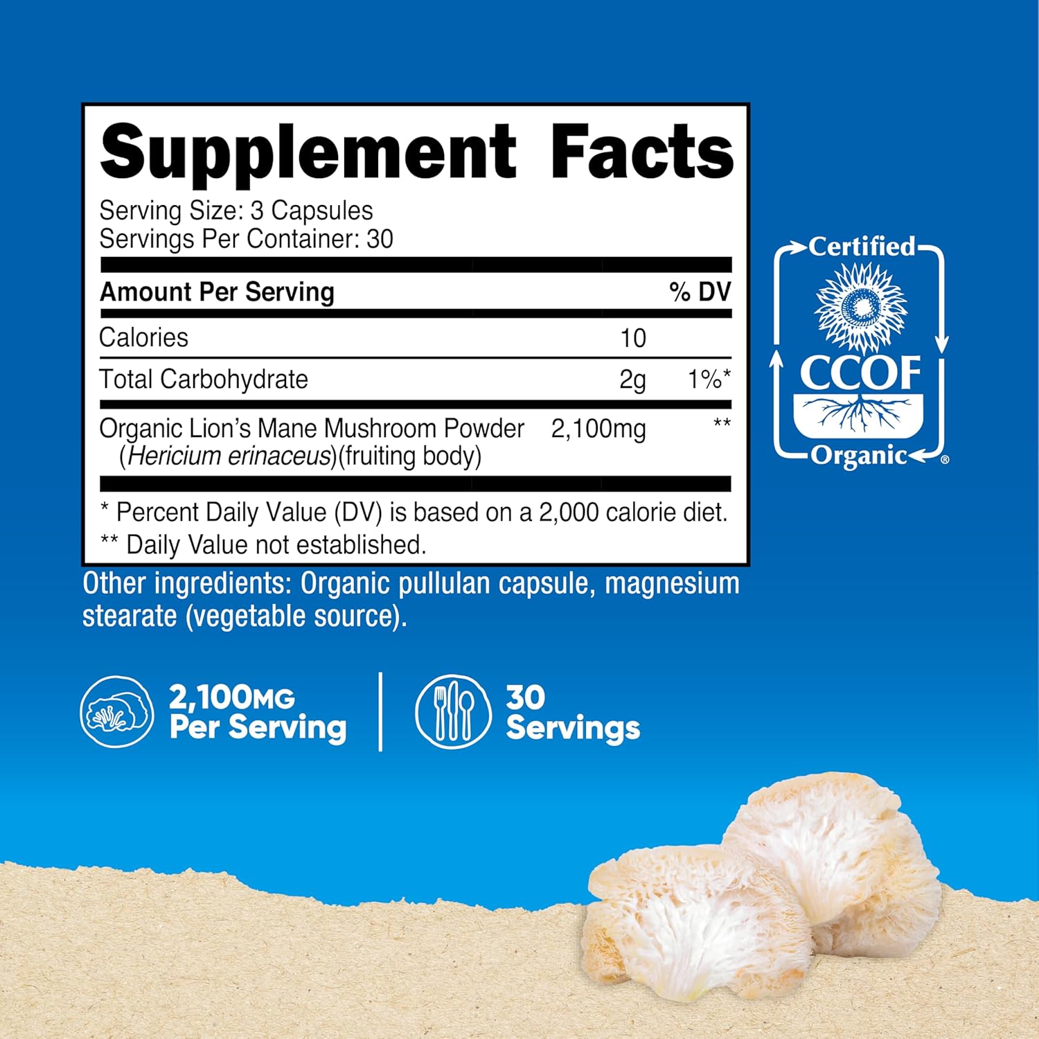 Nutricost Lion's Mane Mushroom 2100mg, 30 serving - 90 Capsules