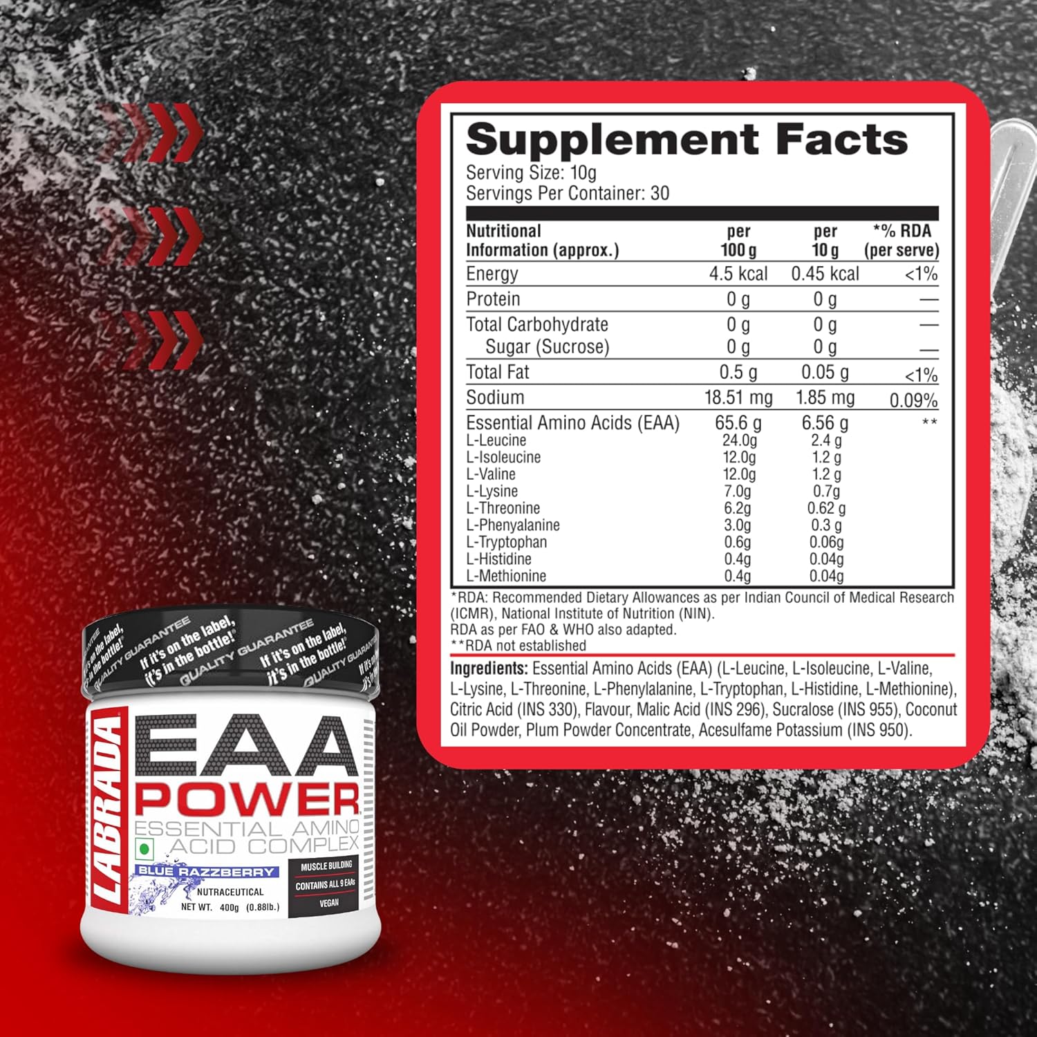 Labrada EAA POWER Essential Amino Acid Complex 300g - Blue Raspberry