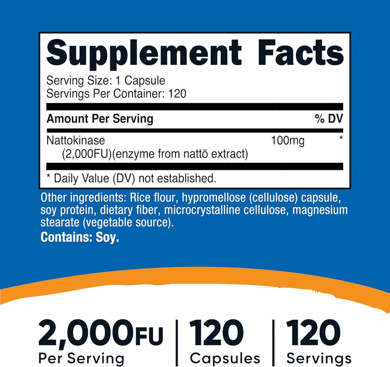 Nutricost Nattokinase 2,000FU, 120 Capsules - Gluten Free, Non-GMO, Vegetarian Friendly