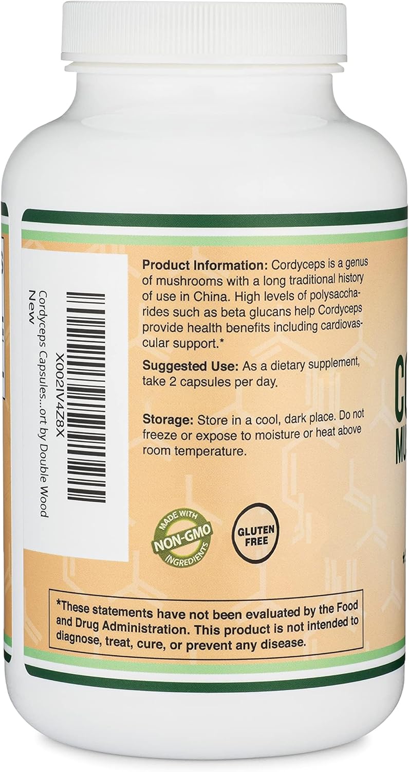 Double Wood Supplements Cordyceps Mushroom Extract 1000mg - 210 Capsules