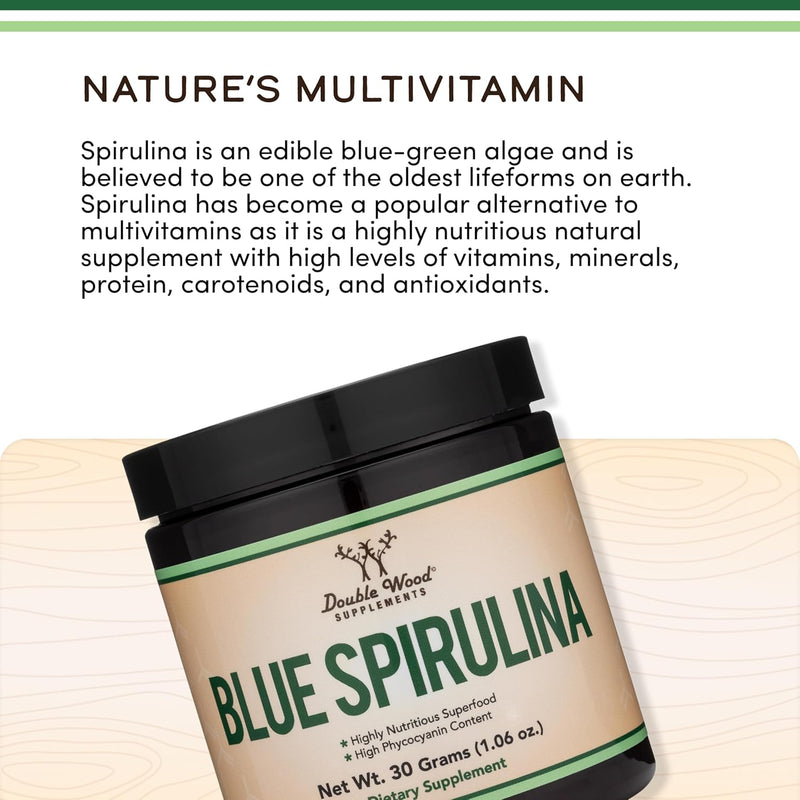 Double Wood Supplements Blue Spirulina Powder 30 serving