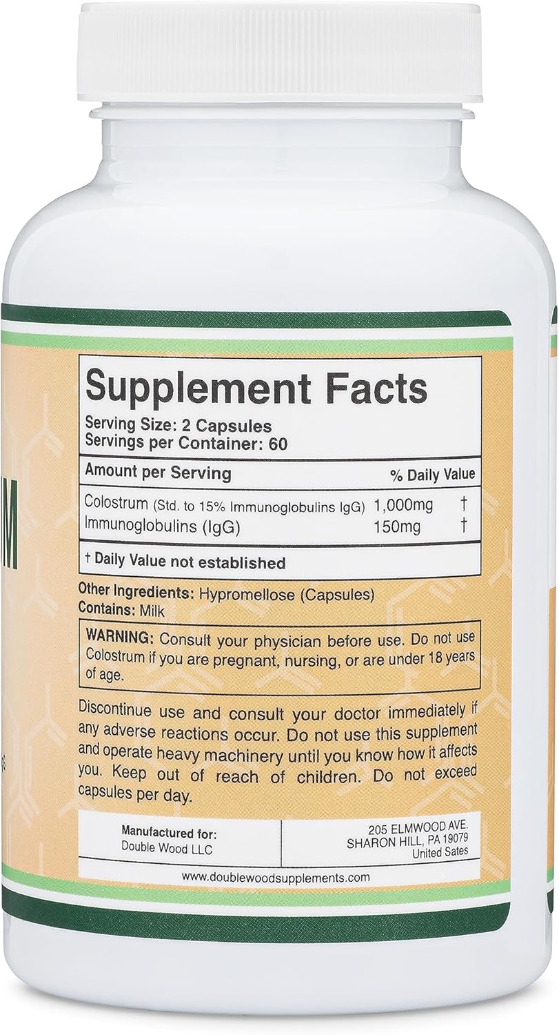 Double Wood Supplements Colostrum 1000mg - 120 Capsules