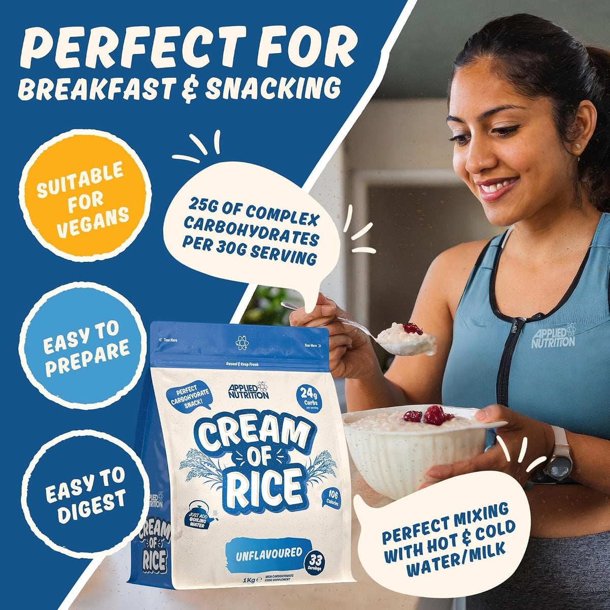 Applied Nutrition Cream of Rice 1kg - Carbohydrate Supplement