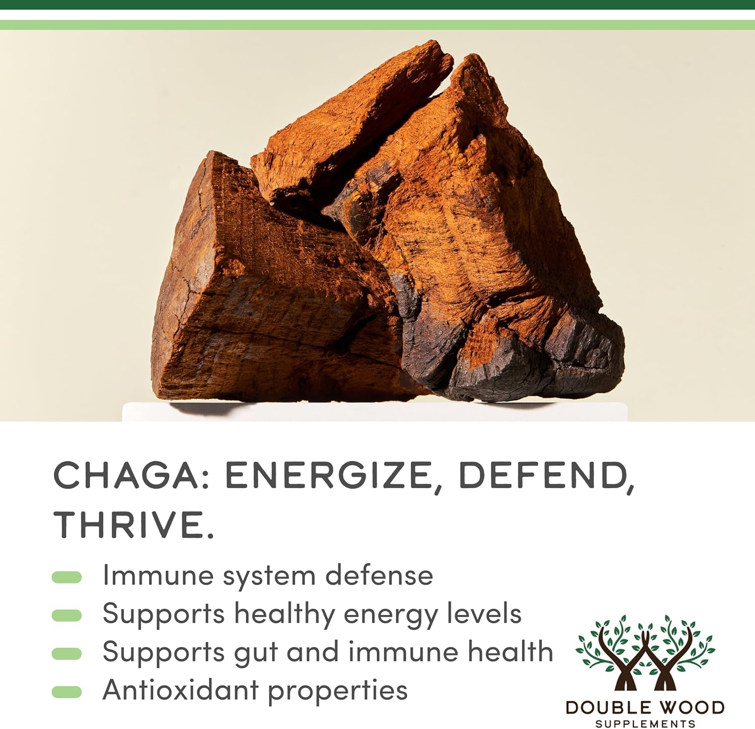 Double Wood Supplements Chaga Mushrooms 1000mg - 120 Capsules