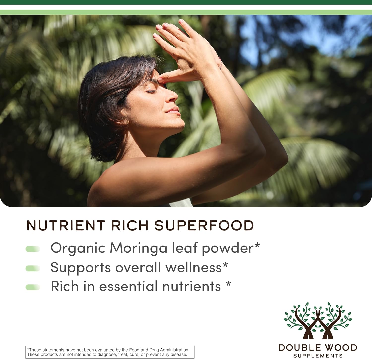 Double Wood Supplements Moringa Vegan Superfood, 1000 mg, 210 Capsules