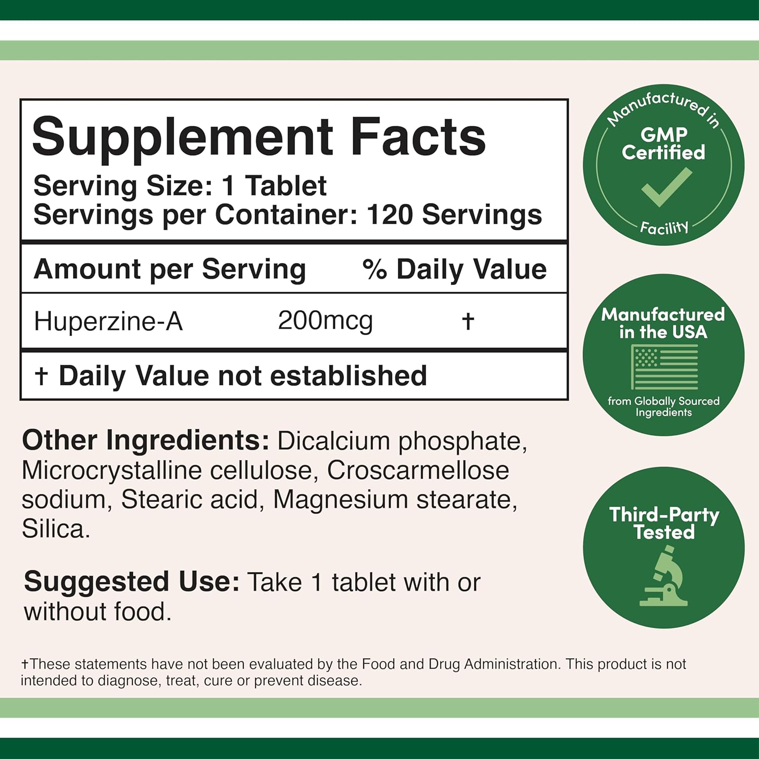 Double Wood Supplements Huperzine A 200mcg - 120 Tablets
