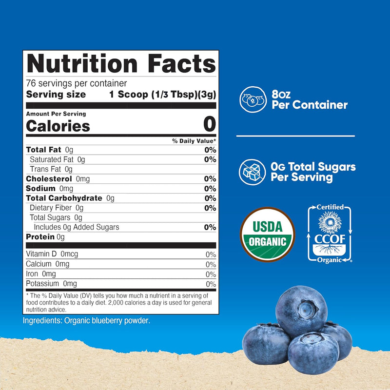 Nutricost Organic Blueberry Powder 227g - Pure, Gluten Free, Non-GMO, from Whole Freeze-Dried Organic Blueberries