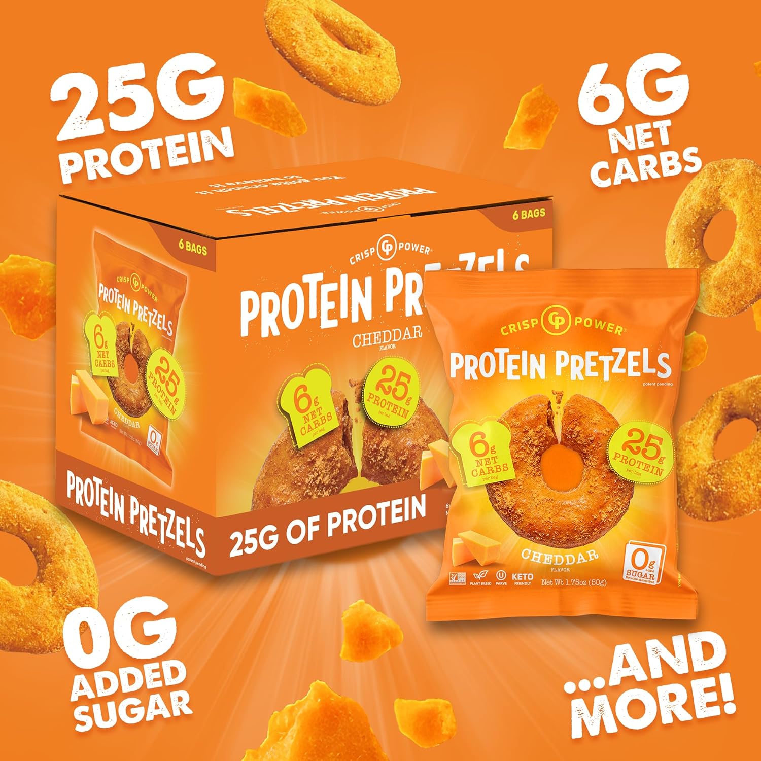 Crisp Power Protein Pretzels 50g - Pack of 6