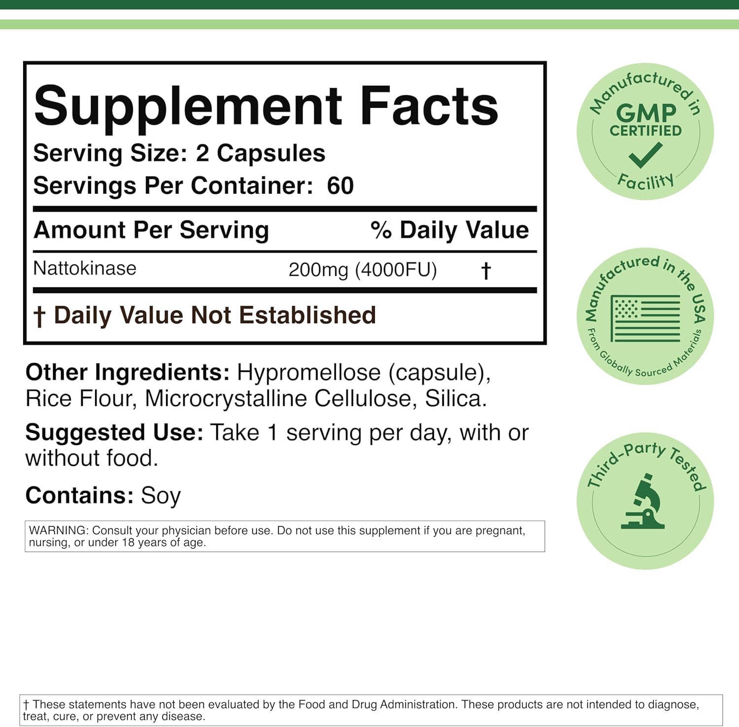 Double Wood Supplements Nattokinase 4000 FU 200mg - 120 Capsules