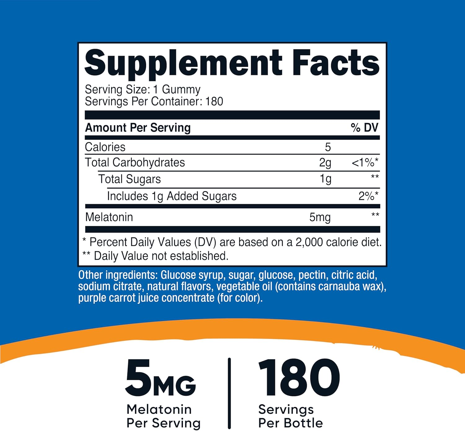 Nutricost Melatonin 5mg Strawberry Flavored Gummies - 180 Gummies