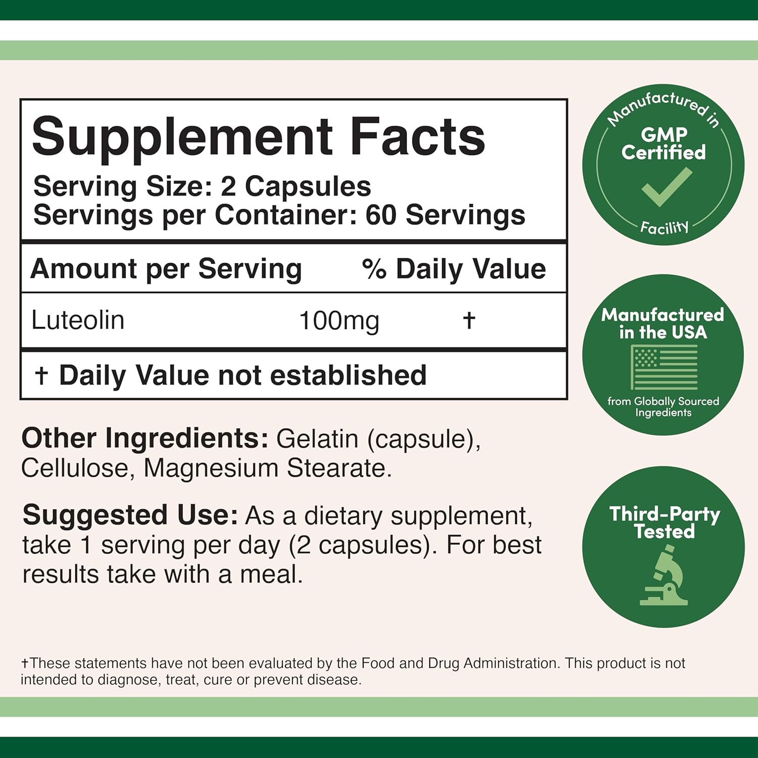 Double Wood Supplements Luteolin 100mg - 120 Capsules