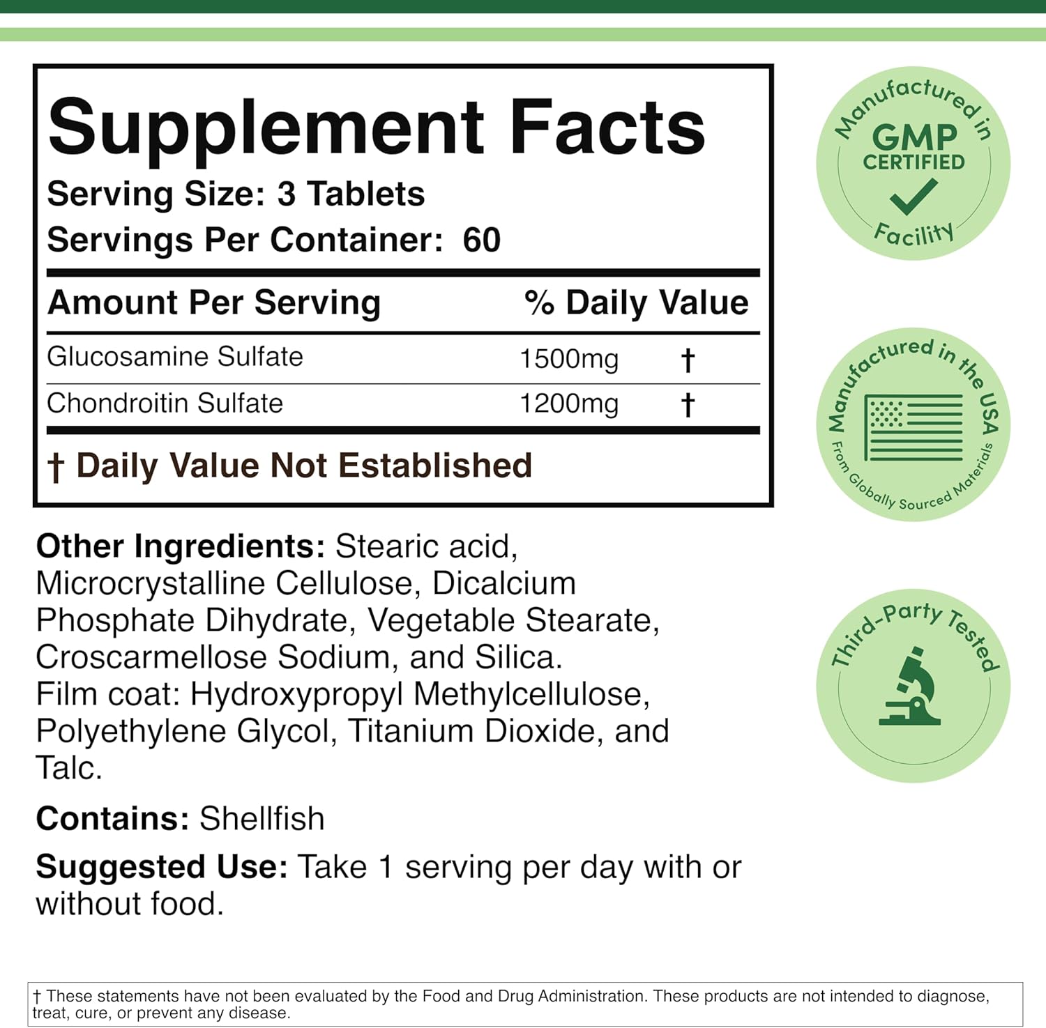 Double Wood Supplements Glucosamine Chondroitin Triple Strength - 180 Tablets