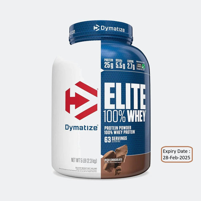 Dymatize Nutrition Elite 100% Whey 63 Serving Protein Powder 5lb, Gluten Free