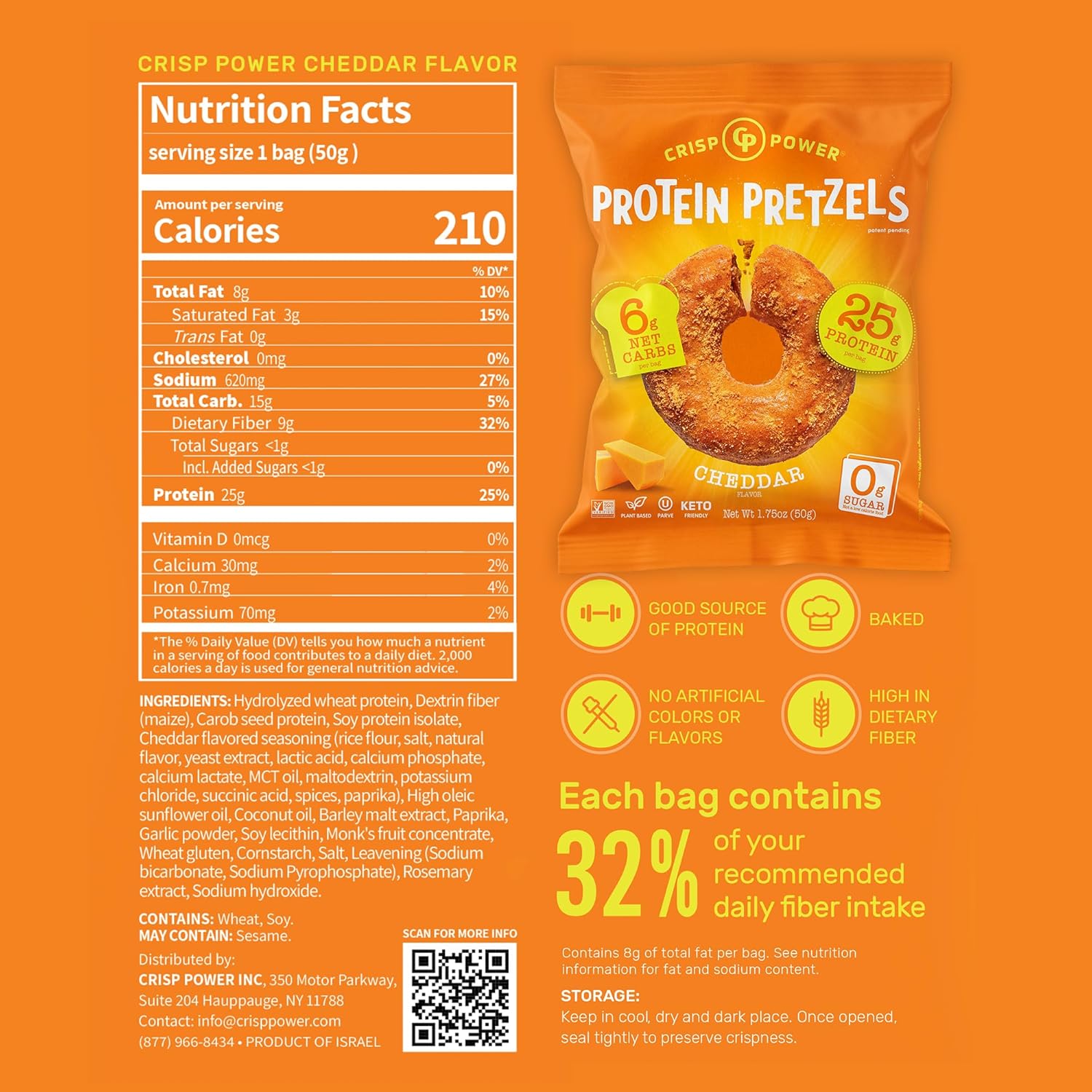 Crisp Power Protein Pretzels 50g - Pack of 6