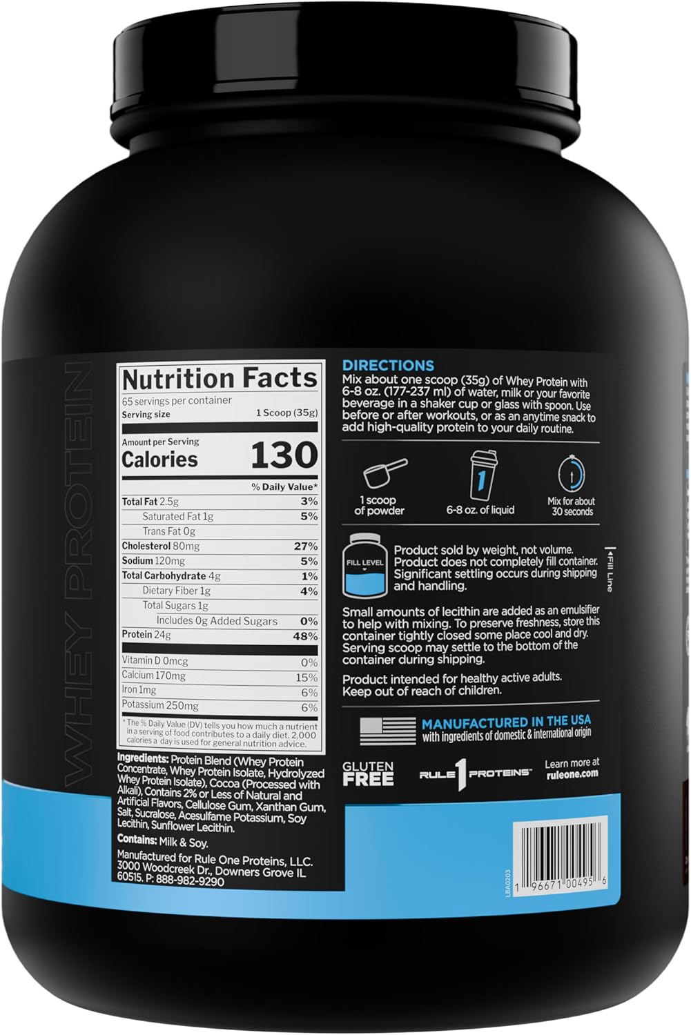 Rule 1 Whey Protein Powder 5lb - Chocolate Fudge