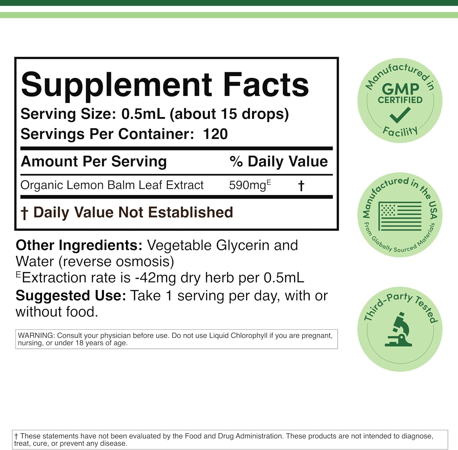 Double Wood Supplements Lemon Balm Tincture, 2 fl oz (60 mL)