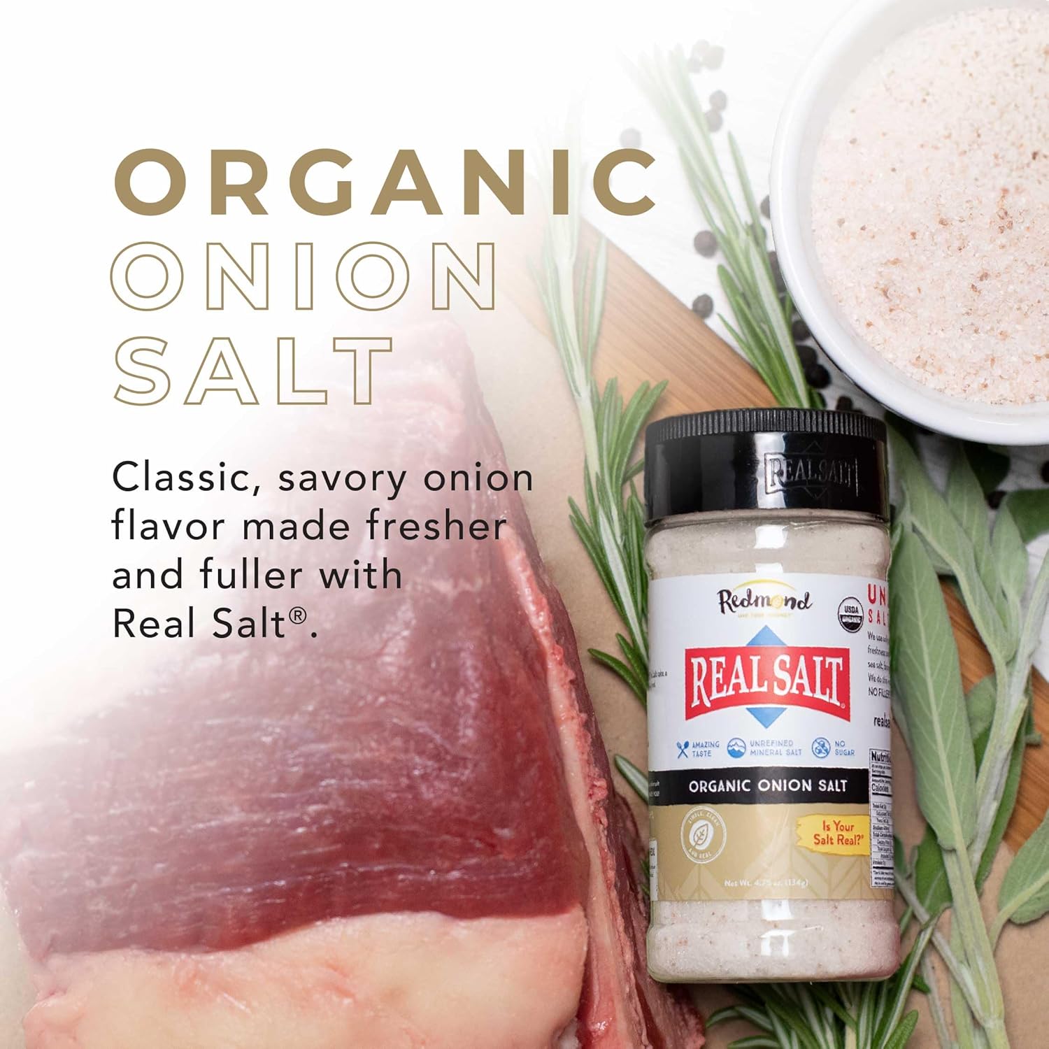 Redmond Real Salt - Organic Onion Salt Shaker 8.25 Oz