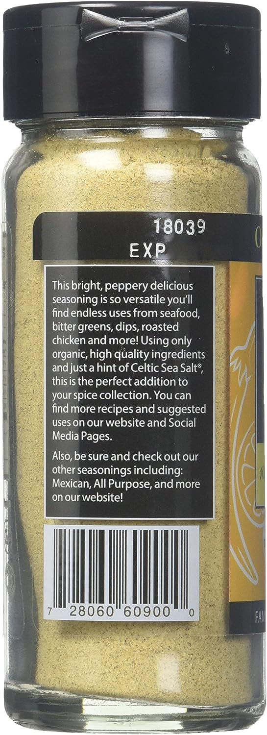 Celtic Sea Salt Organic Lemon pepper Seasoning 1.8oz 51g