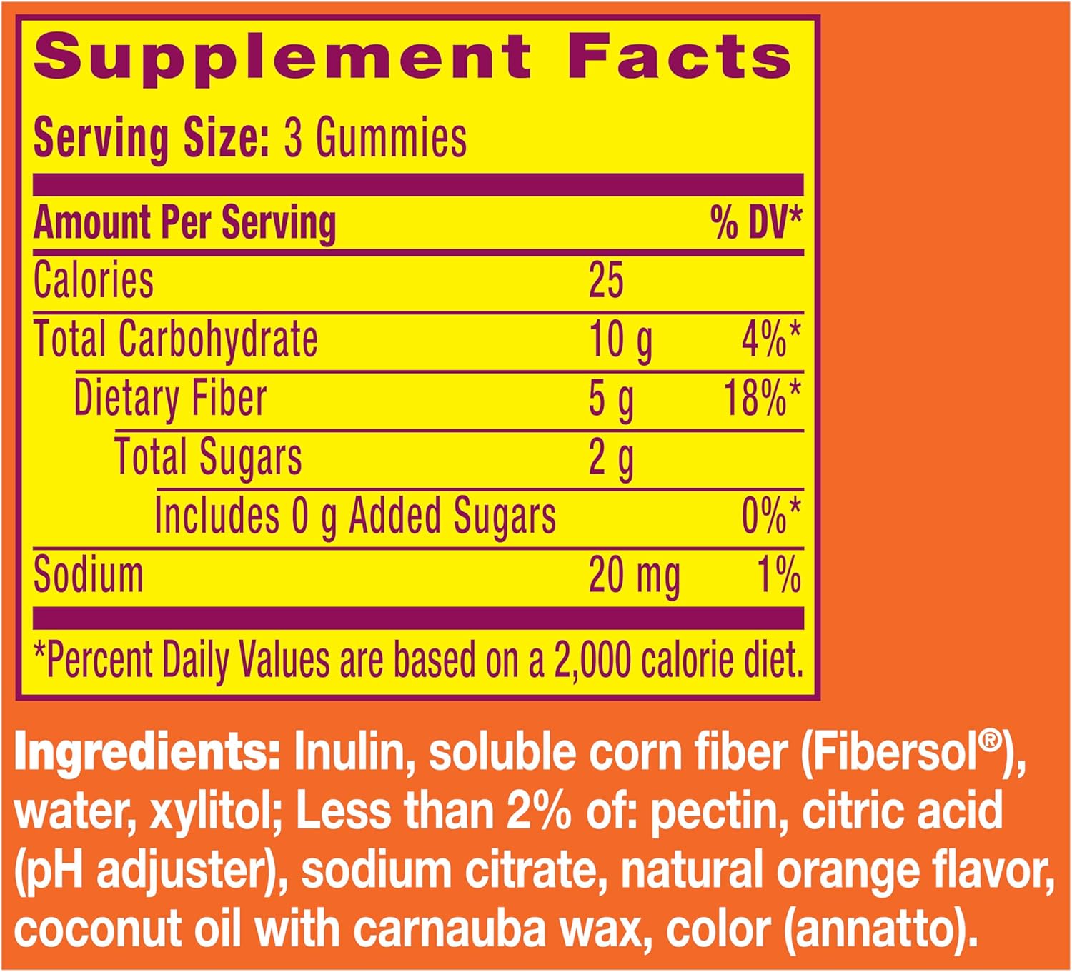 Metamucil Fiber Supplement Gummies, Sugar Free Orange Flavor, 72 Count