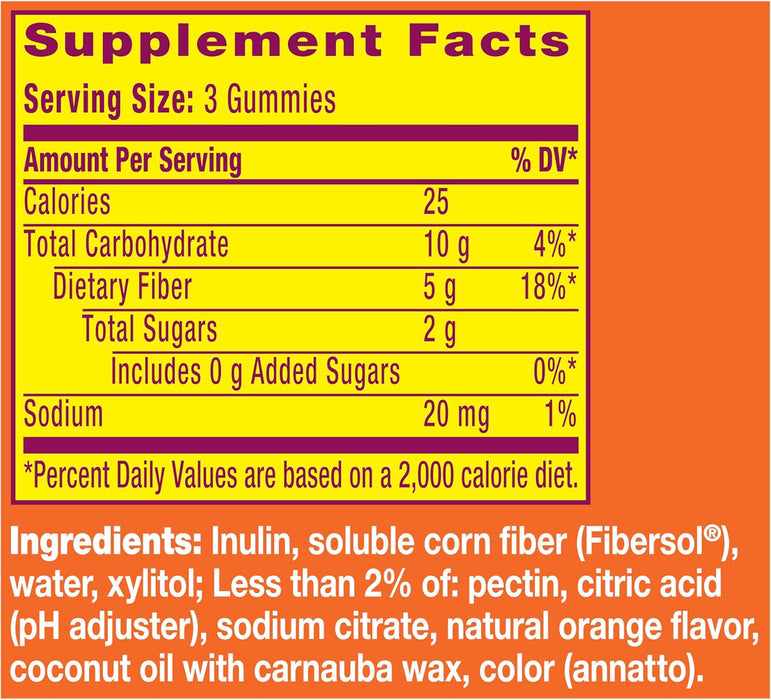 Metamucil Fiber Supplement Gummies, Sugar Free Orange Flavor, 72 Count