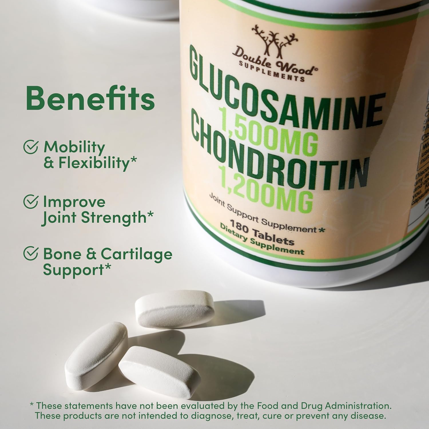 Double Wood Supplements Glucosamine Chondroitin Triple Strength - 180 Tablets
