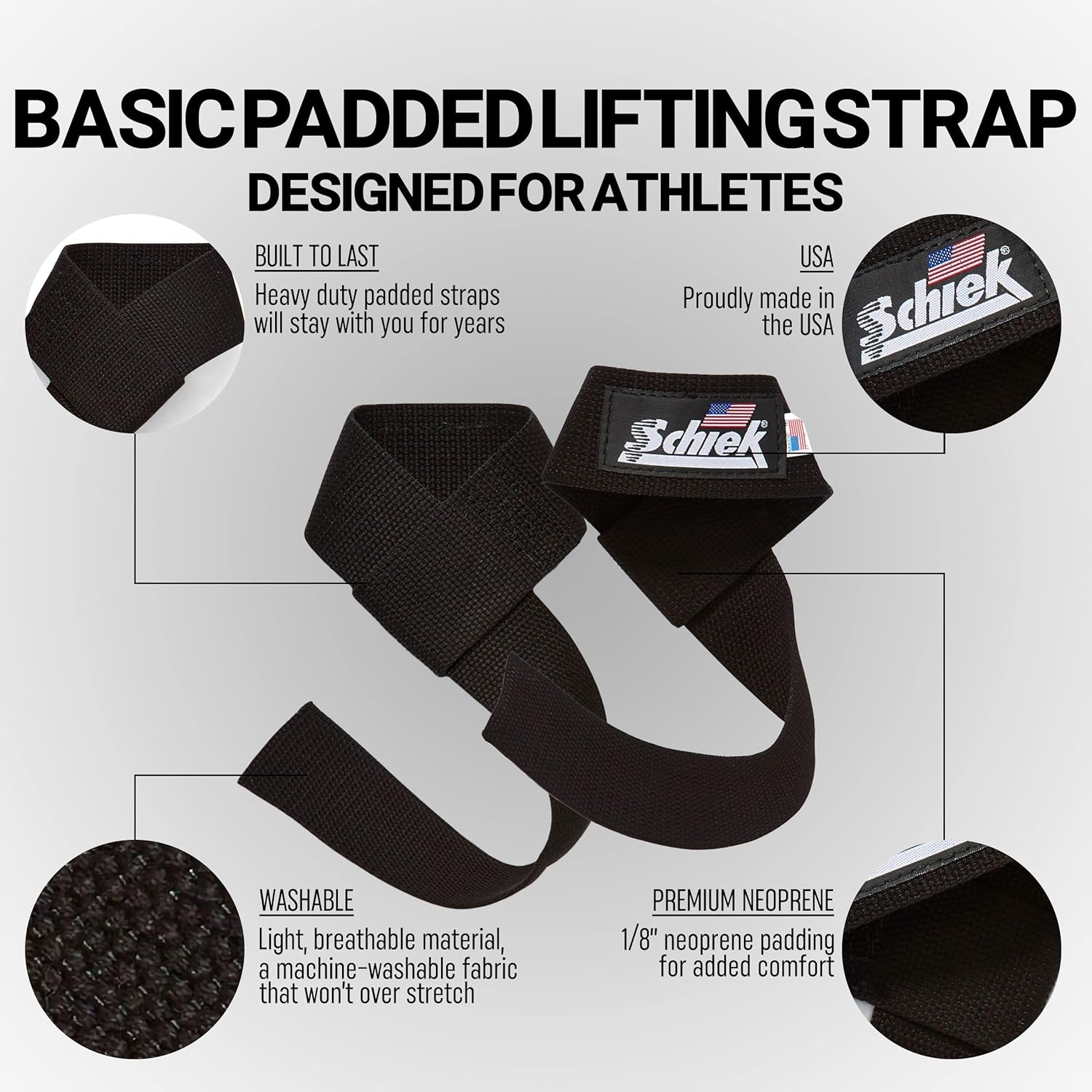 Schiek Model 1000BPS Schiek Basic Padded Lifting Straps
