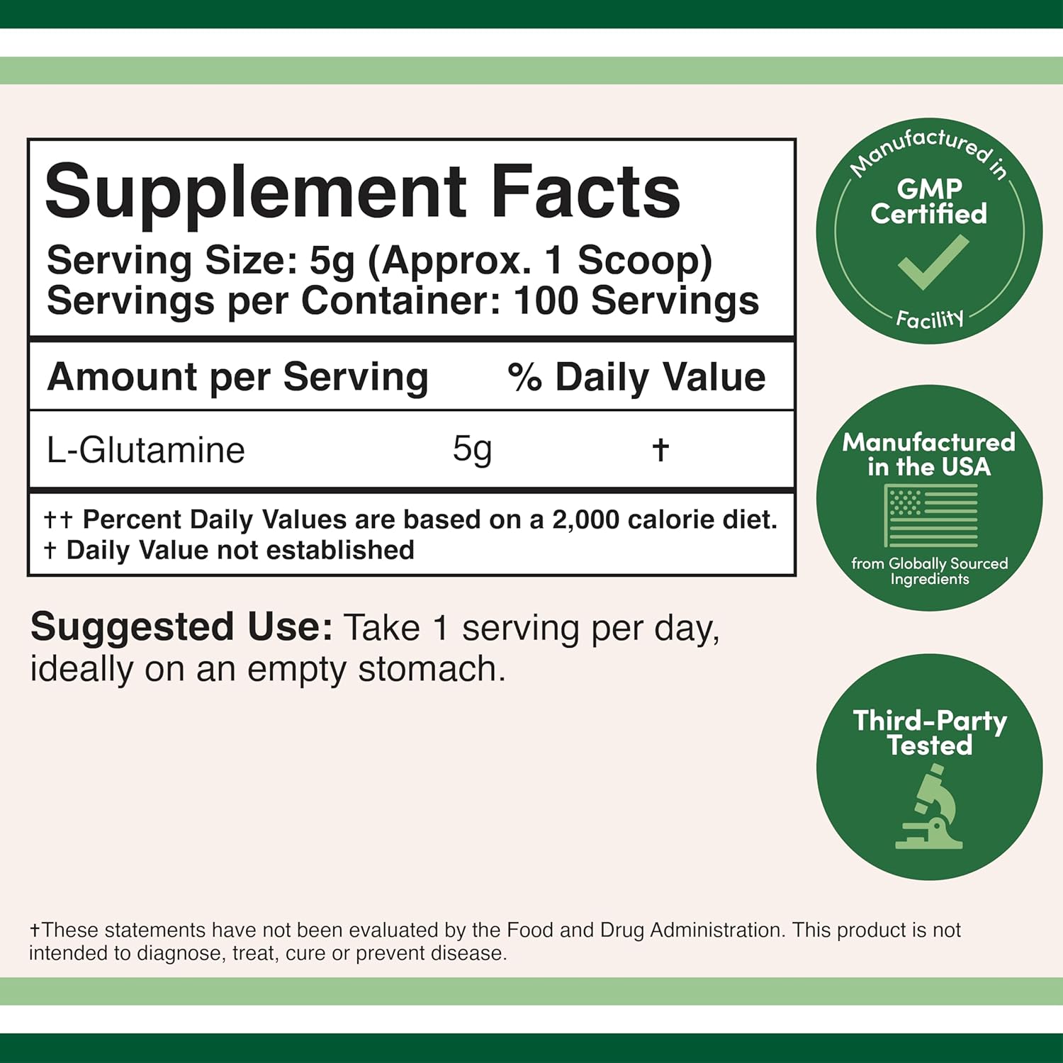 Double Wood Supplements L-Glutamine 1.1lb - Unflavoured