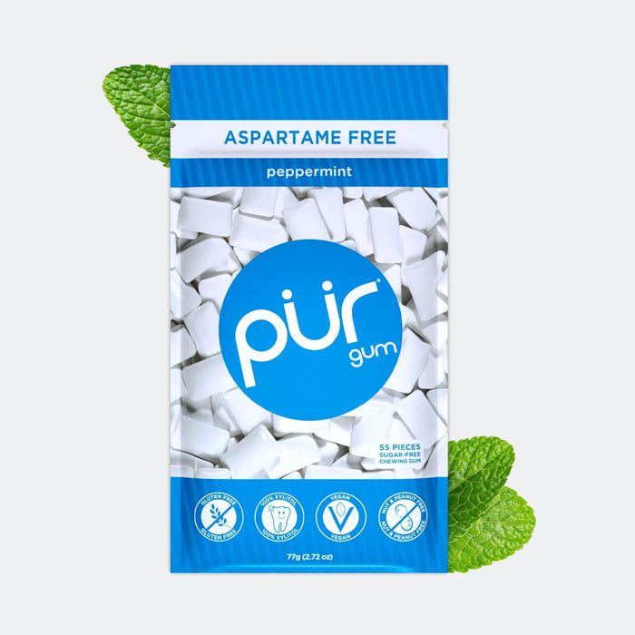 PUR 100% Xylitol Chewing Gum, Sugar Free, 55 pieces