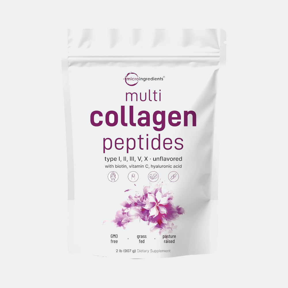 Micro Ingredients Multi Collagen Peptides, Type I, II, III, V, X, Unflavored, 2lb