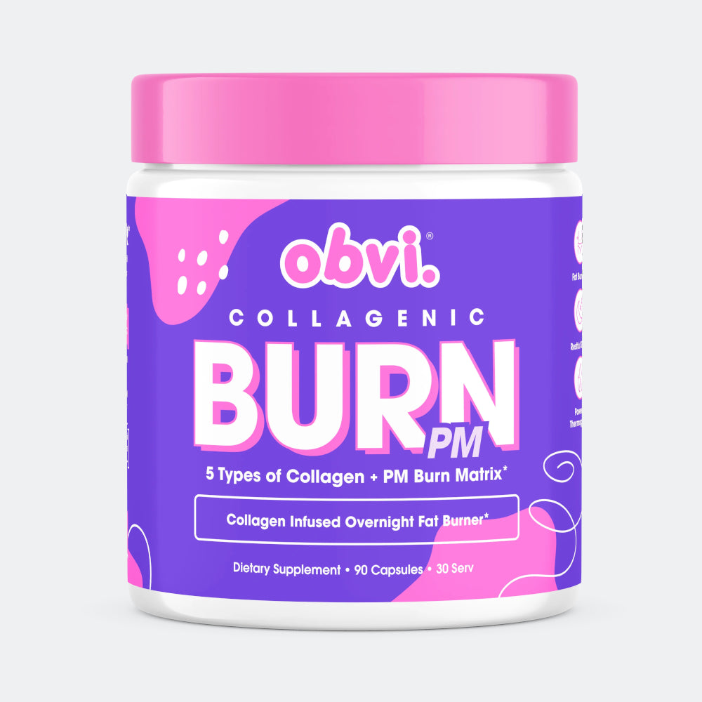 Obvi Collagenic Burn PM - Collagen Peptides Fat Burner for Weight Loss & Metabolism Support, 90 Capsules