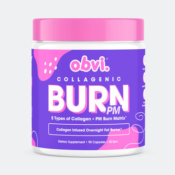 Obvi Collagenic Burn PM - Collagen Peptides Fat Burner for Weight Loss & Metabolism Support, 90 Capsules