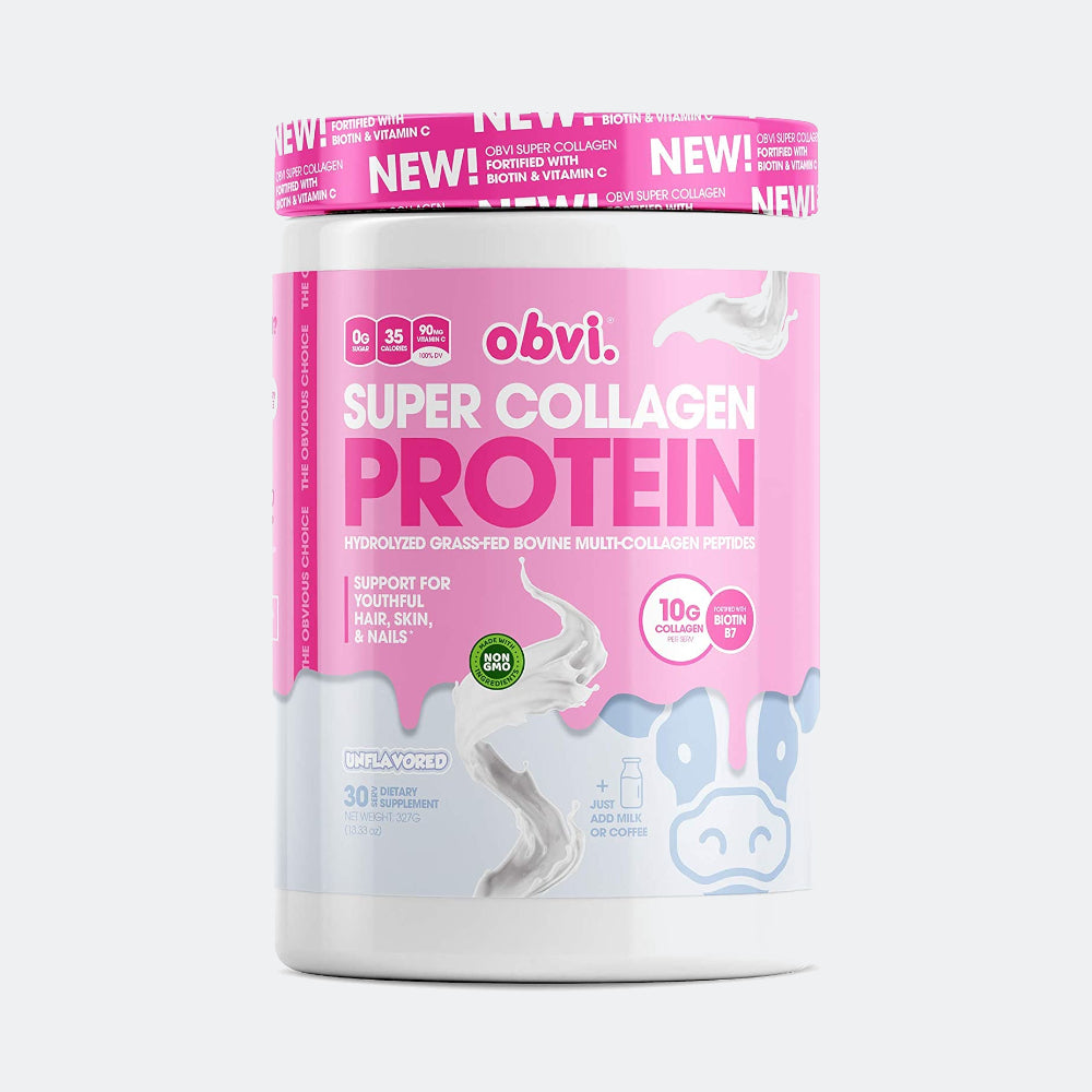 Obvi Super Collagen Peptides Protein Powder, Unflavoured, 30 serving - Gluten and Dairy Free, Hydrolyzed Grass-Fed Bovine Collagen Peptides